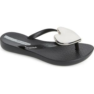 Ipanema silver heart flip flops women’s 5 black sandals